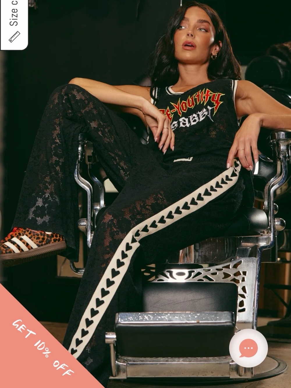 Sabbi racing heart lace tank top.